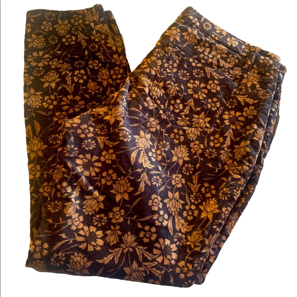 Woman’s brown floral corduroy pants by Catherine Malandrino